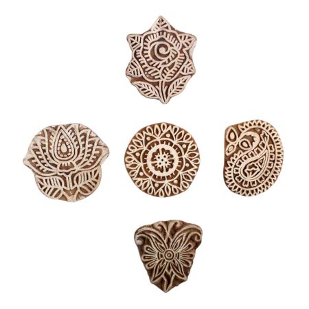 Set of 5 Piece New Mix Wooden Printing Block